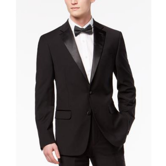 Calvin Klein Men Slim Fit Infinite Stretch Black Tuxedo Jacket Black Size 46R - Picture 1 of 4